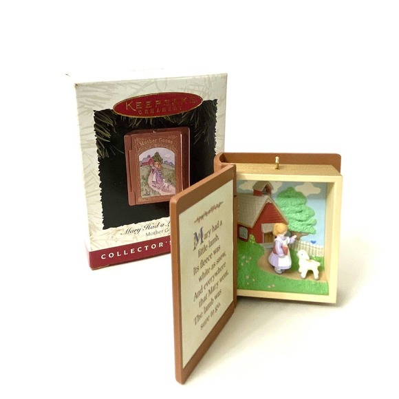 1996 Hallmark Ornament Mother Goose Mary Had A Little Lamb Book 4th in Series - Picture 1 of 7